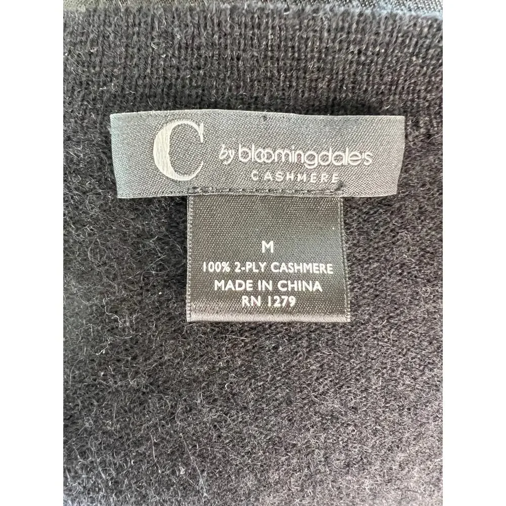 C by Bloomingdale's 100% 2 Ply Cashmere Green Colorblock Long Sleeve Sweater M